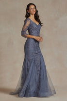 Sweetheart Embroidered Lace Sheer 3/4 Sleeves Long Mother of the Bride Dress NXJQ504-Mother of the Bride Dress-smcfashion.com
