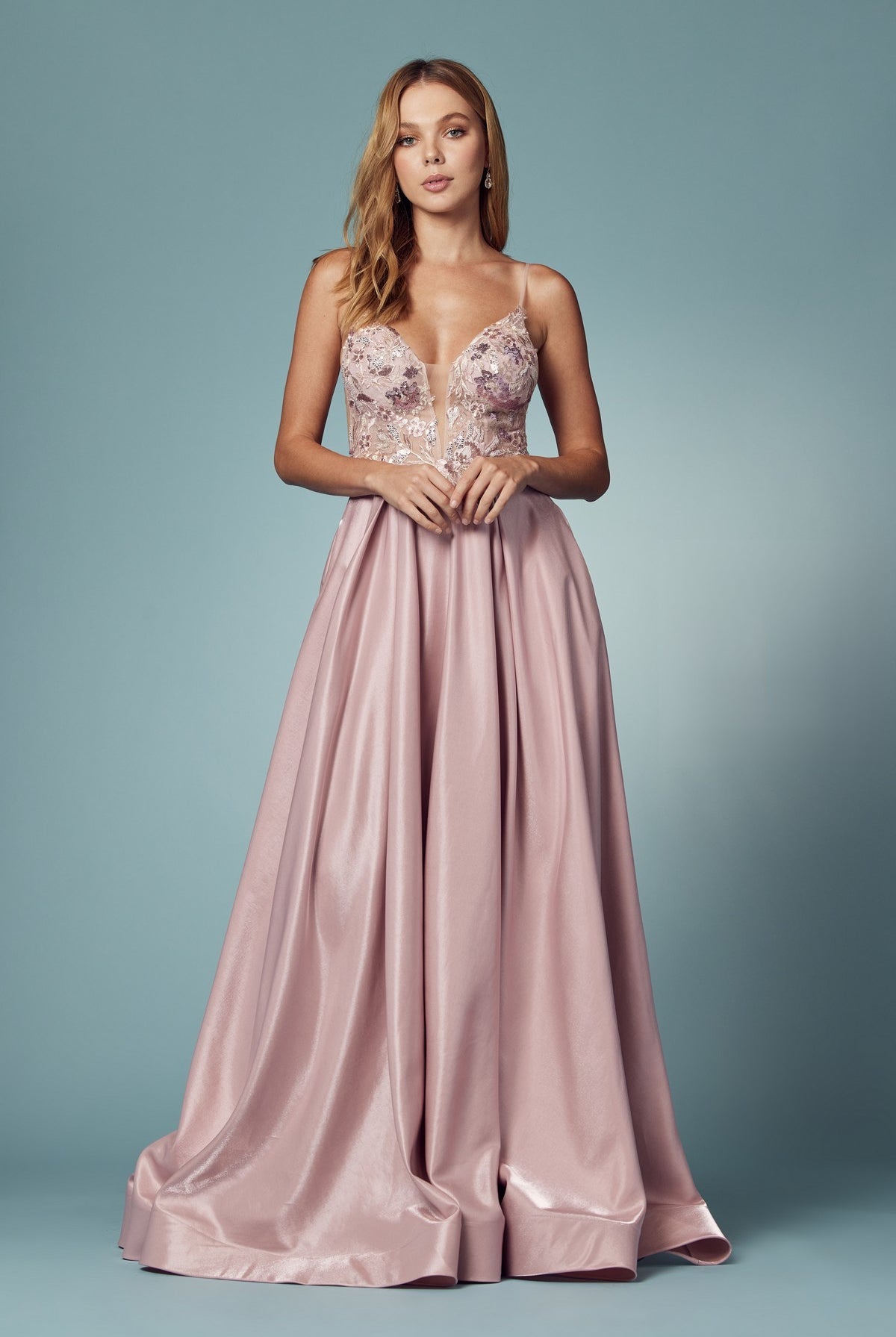 Glitter Embroidered Bodice A-Line Long Prom Dress NXE1004-Prom Dress-smcfashion.com