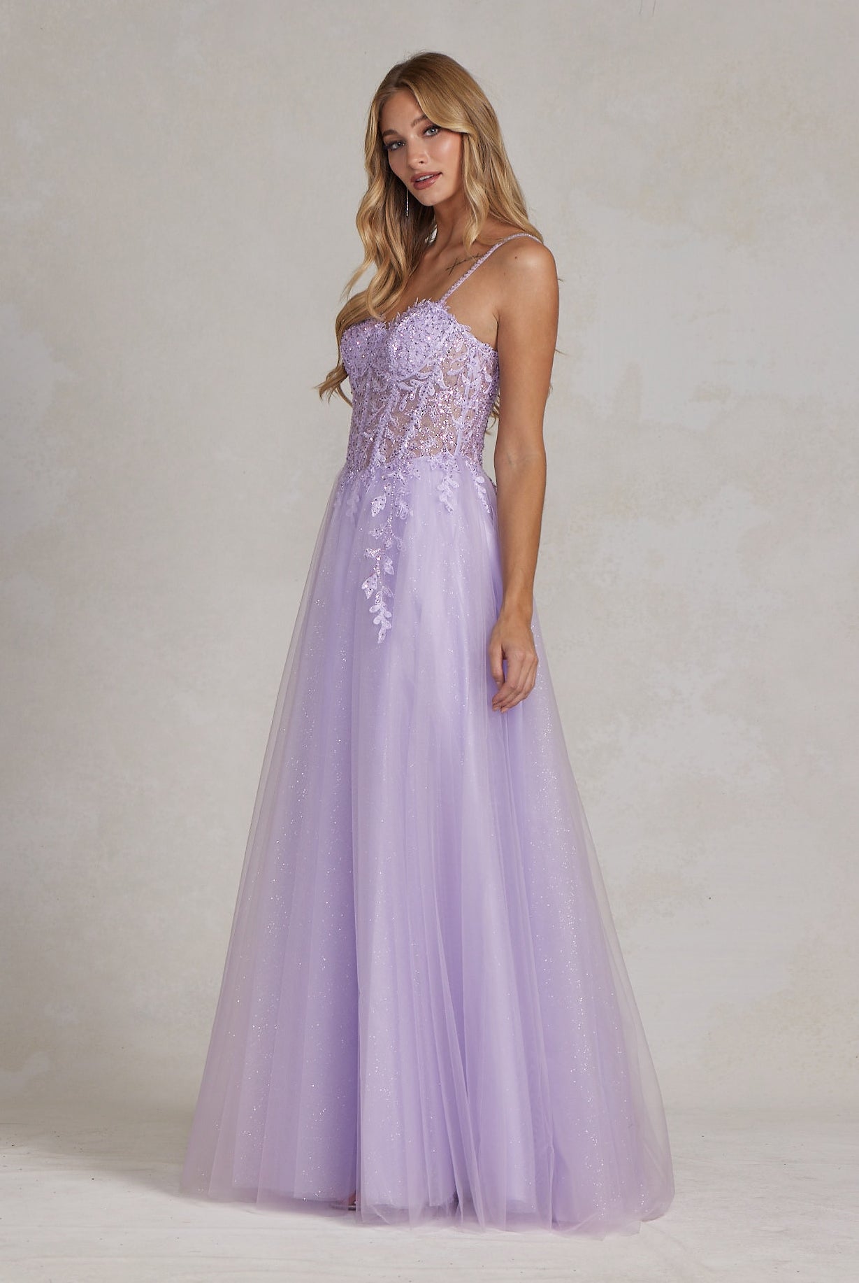 Embroidered Beads Sheer Bodice A-Line Long Prom Dress NXF1087-Prom Dress-smcfashion.com