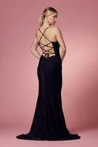 Cowl Neck Open Criss Cross Back Satin Long Prom & Bridesmaid Dress NXE1007-Prom Dress-smcfashion.com