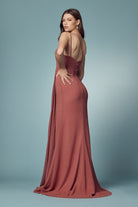 High Slit One Shoulder Long Bridesmaid & Evening Dress NXE1005-Bridesmaid Dress-smcfashion.com