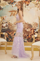 Trumpet Embroidered Flower Lace Deep Illusion V-Neck Long Prom Dress NXC1195-Prom Dress-smcfashion.com