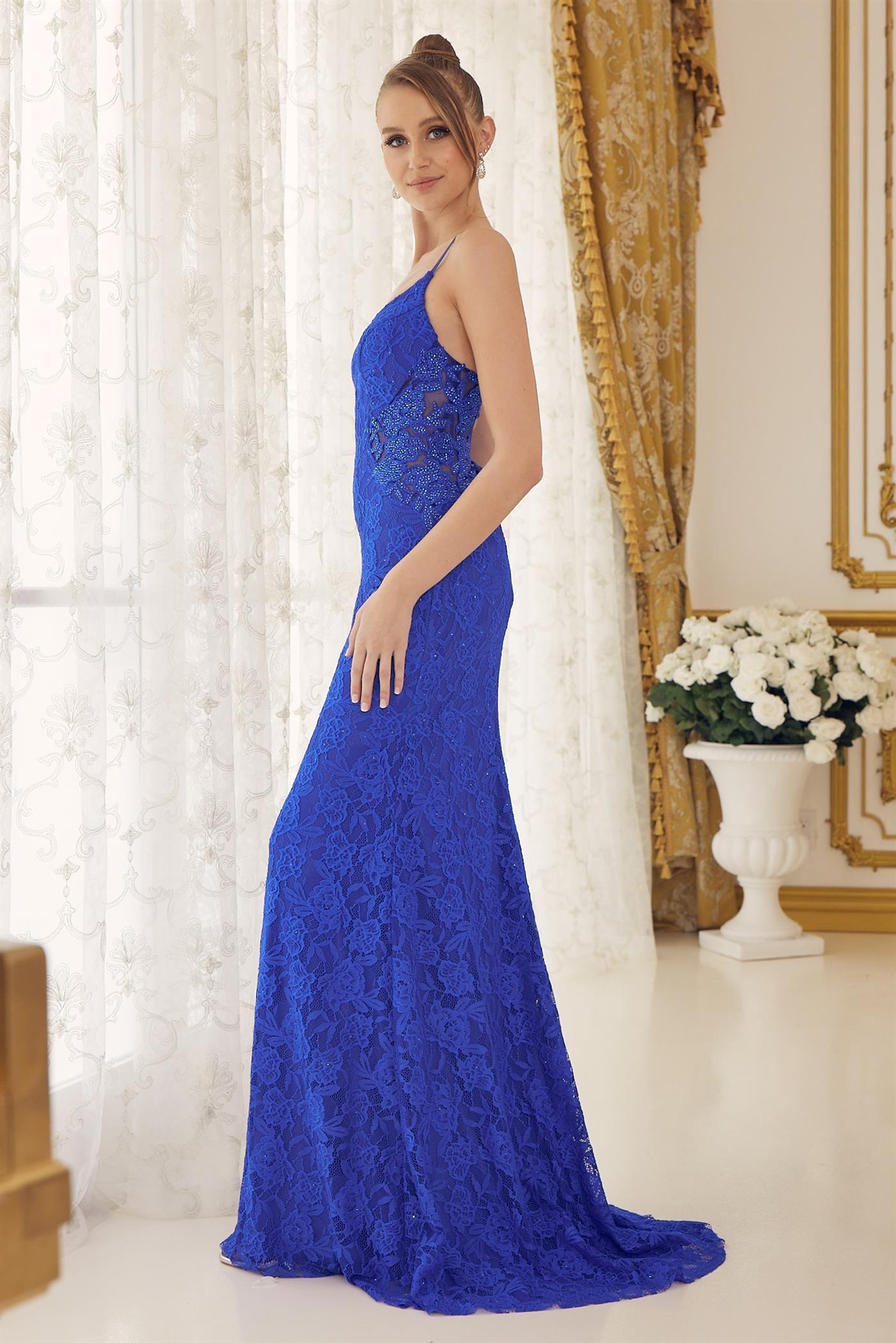 Embroidered Lace Illusion Sweetheart Open Criss Cross Back Long Prom Dress NXE1076-Prom Dress-smcfashion.com