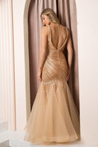 Mermaid Embroidered Sequin Open V-Back Long Prom Dress NXH1088-Prom Dress-smcfashion.com