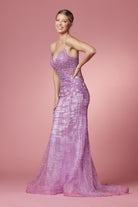Glitter Deep V-Neck Bodice Trumpet Long Prom Dress NXR282-1-Prom Dress-smcfashion.com