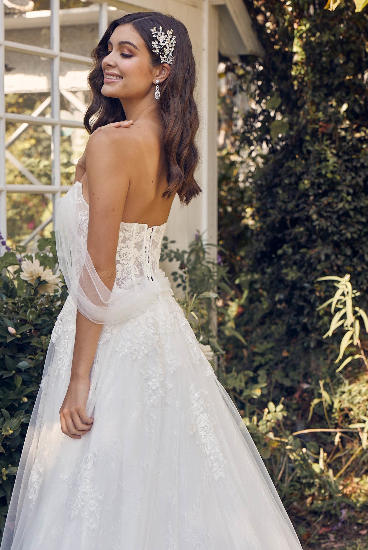 Off Shoulder A-Line Tulle Embroidered Lace Long Wedding Dress NXJE946-Wedding Dress-smcfashion.com