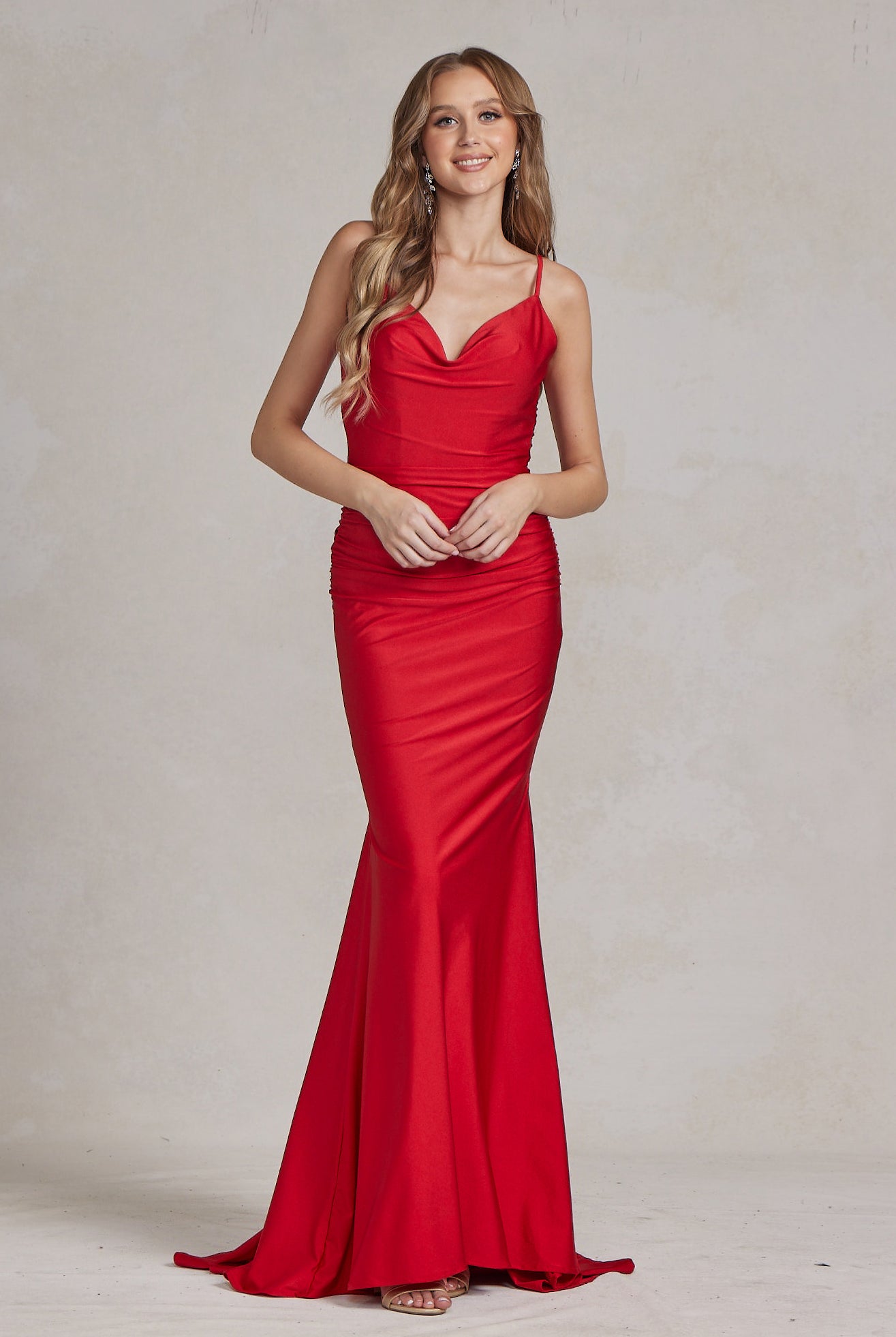Cowl Neck Low Back Mermaid Open V-Back Long Evening Dress NXK490-Evening Dress-smcfashion.com