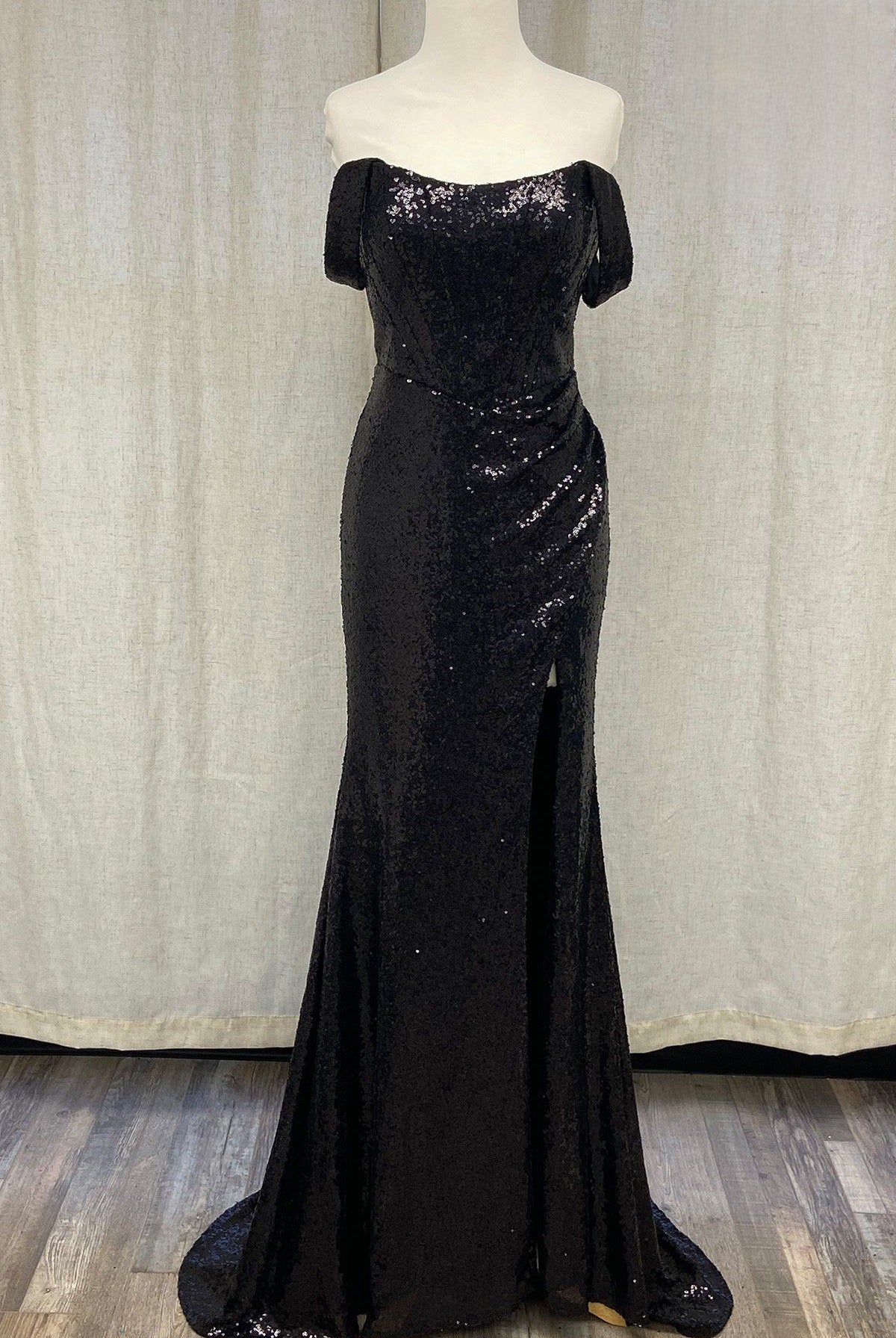 Off Shoulder Embroidered Sequins Open Back Long Prom Dress NXR1203-Prom Dress-smcfashion.com