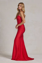 Embellished Jewel Illusion V-Neck Open Criss Cross Back Long Evening Dress NXK1123-Evening Dress-smcfashion.com