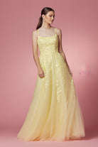 Floral Design Spaghetti Straps Long Bridesmaid & Prom Dress NXC415-Bridesmaid Dress-smcfashion.com