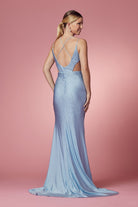 Embellished Beads High Neck Long Bridesmaid & Prom Dress NXE1003-Prom Dress-smcfashion.com