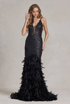 Ruffled Skirt Open Corset Back Mermaid Long Prom Dress NXC1111-Prom Dress-smcfashion.com