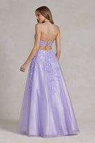A-Line Embroidered Lace Open Criss Cross Back Long Prom Dress NXE1178-Prom Dress-smcfashion.com