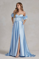 Off Shoulder Sweetheart Satin Side Slit Long Prom Dress NXK1122-Prom Dress-smcfashion.com