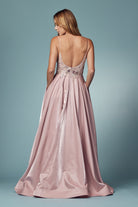Glitter Embroidered Bodice A-Line Long Prom Dress NXE1004-Prom Dress-smcfashion.com