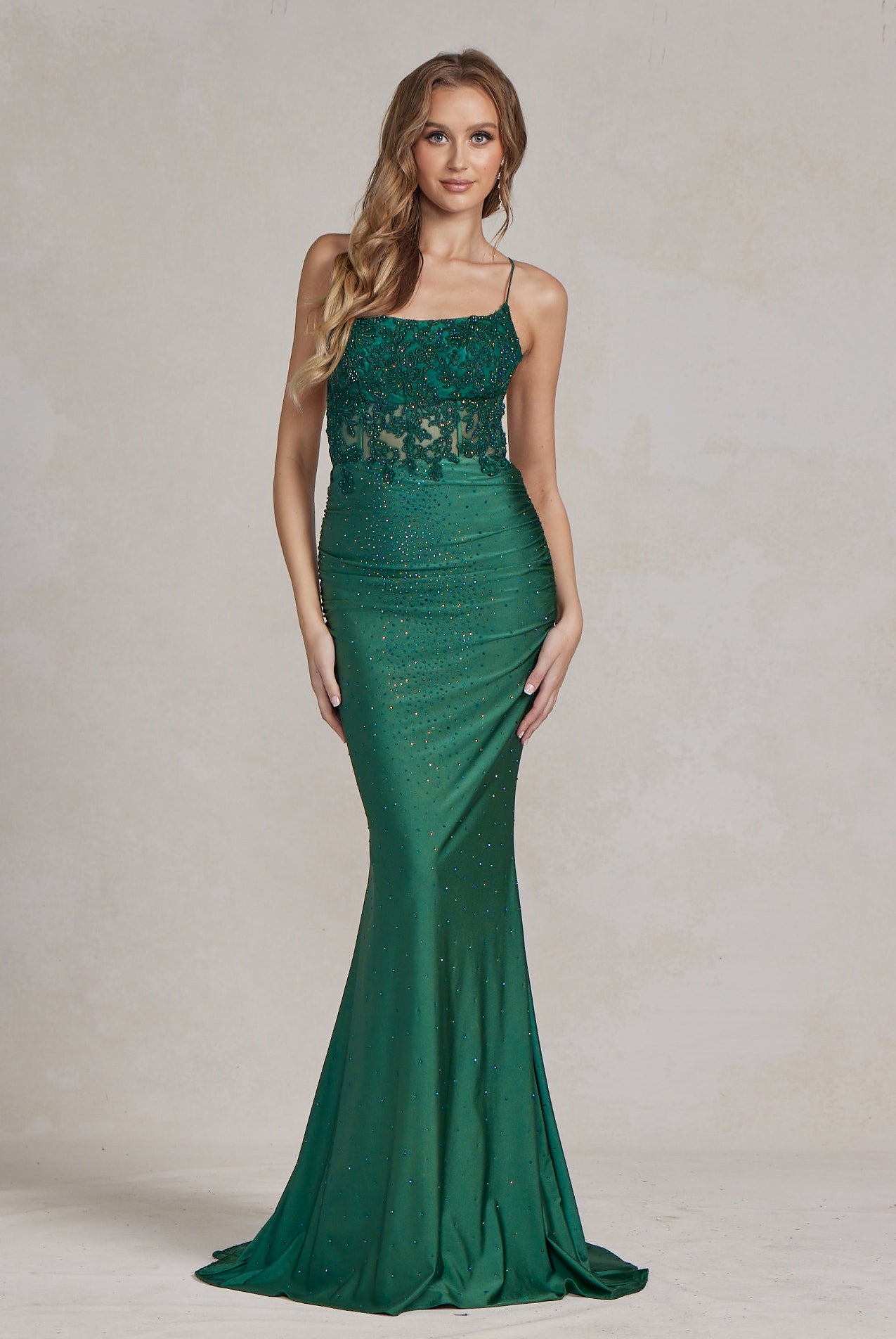 Mermaid Satin Embroidered Lace Square Neck Long Prom Dress NXE1186-Evening Dress-smcfashion.com