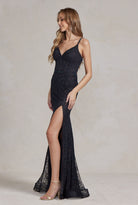 Side Slit Embroidered Tulle Spaghetti Straps Long Prom Dress NXB1145-Evening Dress-smcfashion.com