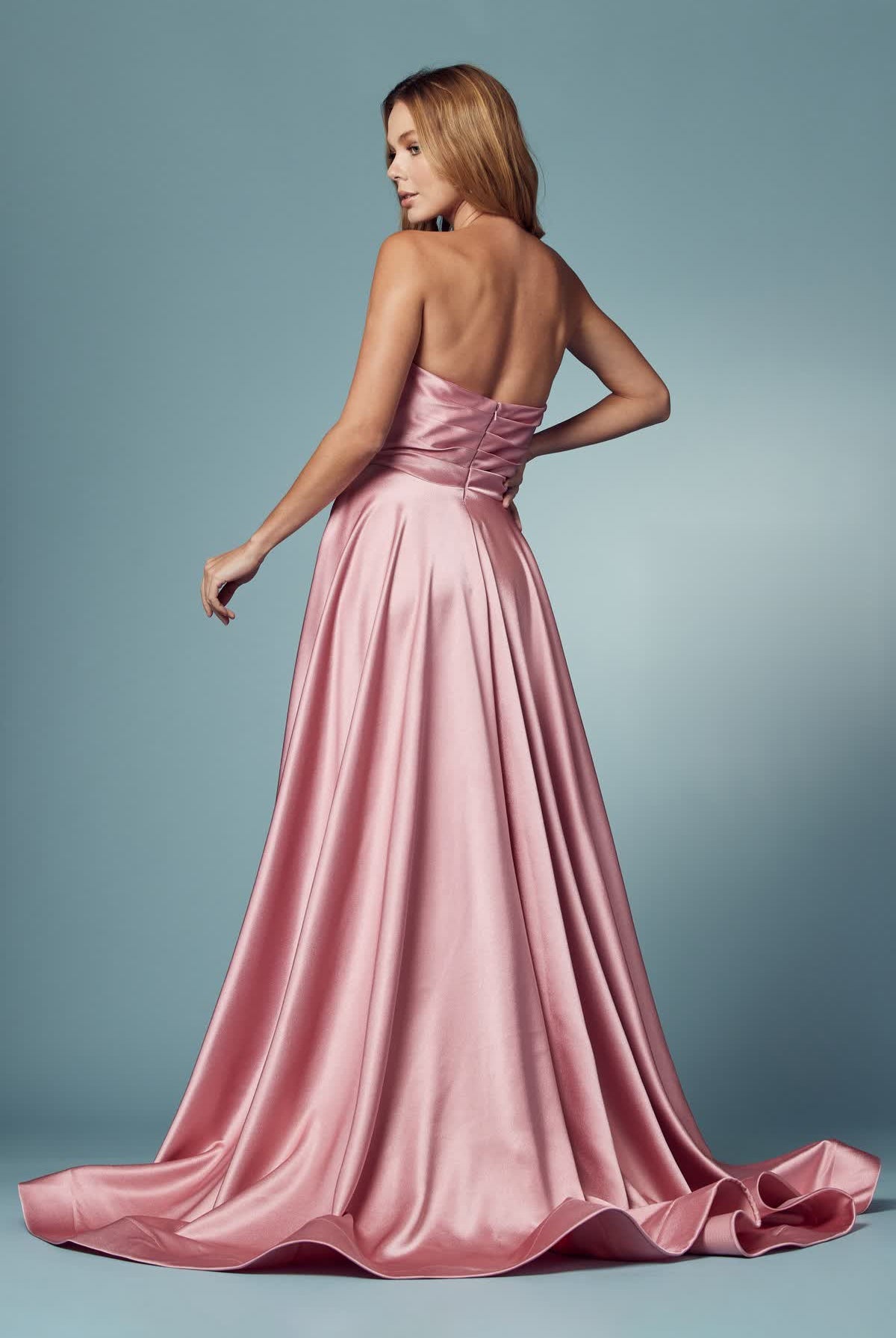 Strapless Satin High Slit Long Prom Dress NXR1036-Prom Dress-smcfashion.com