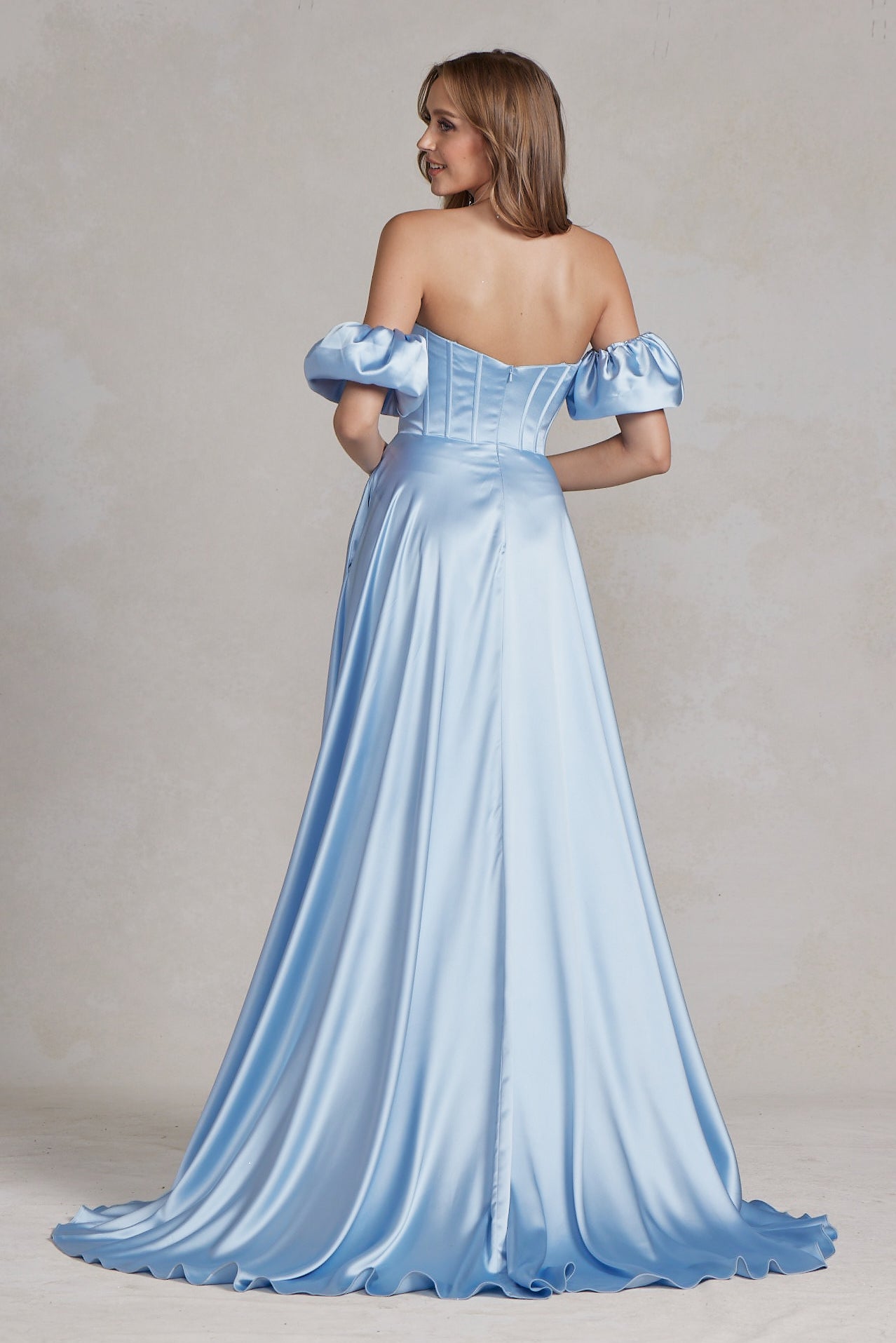 Off Shoulder Sweetheart Satin Side Slit Long Prom Dress NXK1122-Prom Dress-smcfashion.com