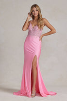 Mermaid Open Criss Cross Back Embroidered Bodice Long Evening Dress NXG1150-Evening Dress-smcfashion.com