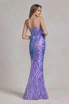 Mermaid Embroidered Sequins One Shoulder Long Evening Dress NXR1204-Evening Dress-smcfashion.com