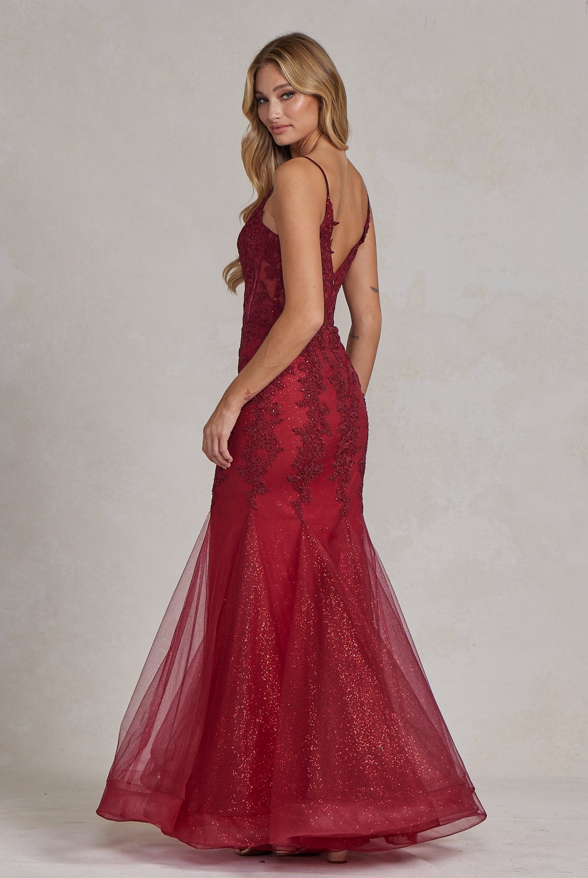 Embroidered Bodice Tulle Skirt Mermaid Long Prom Dress NXP1170-Prom Dress-smcfashion.com