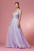 Embellished Glitter Illusion V-Neck Long Prom Dress NXT1033-Prom Dress-smcfashion.com