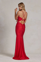 Embellished Jewel Illusion V-Neck Open Criss Cross Back Long Evening Dress NXK1123-Evening Dress-smcfashion.com