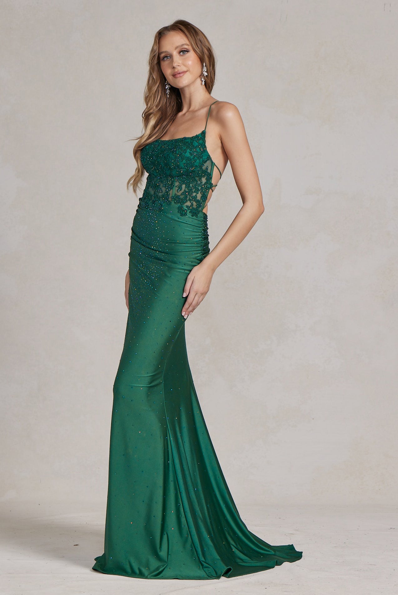 Mermaid Satin Embroidered Lace Square Neck Long Prom Dress NXE1186-Evening Dress-smcfashion.com