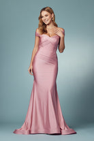 Off Shoulder Mermaid Long Evening & Mother Of The Bride Dress NXE497-Evening Dress-smcfashion.com