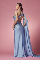 One Shoulder High Slit Embellished Jewel Long Prom & Evening Dress NXE1039-Prom Dress-smcfashion.com