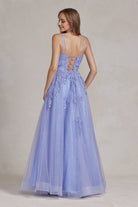 Illusion V-Neck Embroidered Lace Straps Open Back Long Prom Dress NXT1136-Prom Dress-smcfashion.com