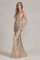 Mermaid Embroidered Sequins One Shoulder Long Evening Dress NXR1204-Evening Dress-smcfashion.com