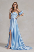 Off Shoulder Sweetheart Satin Side Slit Long Prom Dress NXK1122-Prom Dress-smcfashion.com