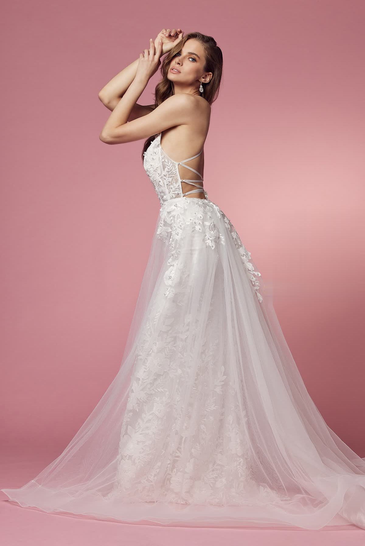 Lace & Beads Embroidered Mermaid Long Wedding Dress NXF485W-Wedding Dress-smcfashion.com