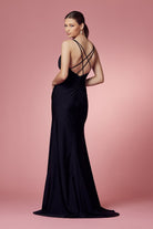 Double Spaghetti Straps Slit Long Bridesmaid & Prom Dress NXE1035-Prom Dress-smcfashion.com