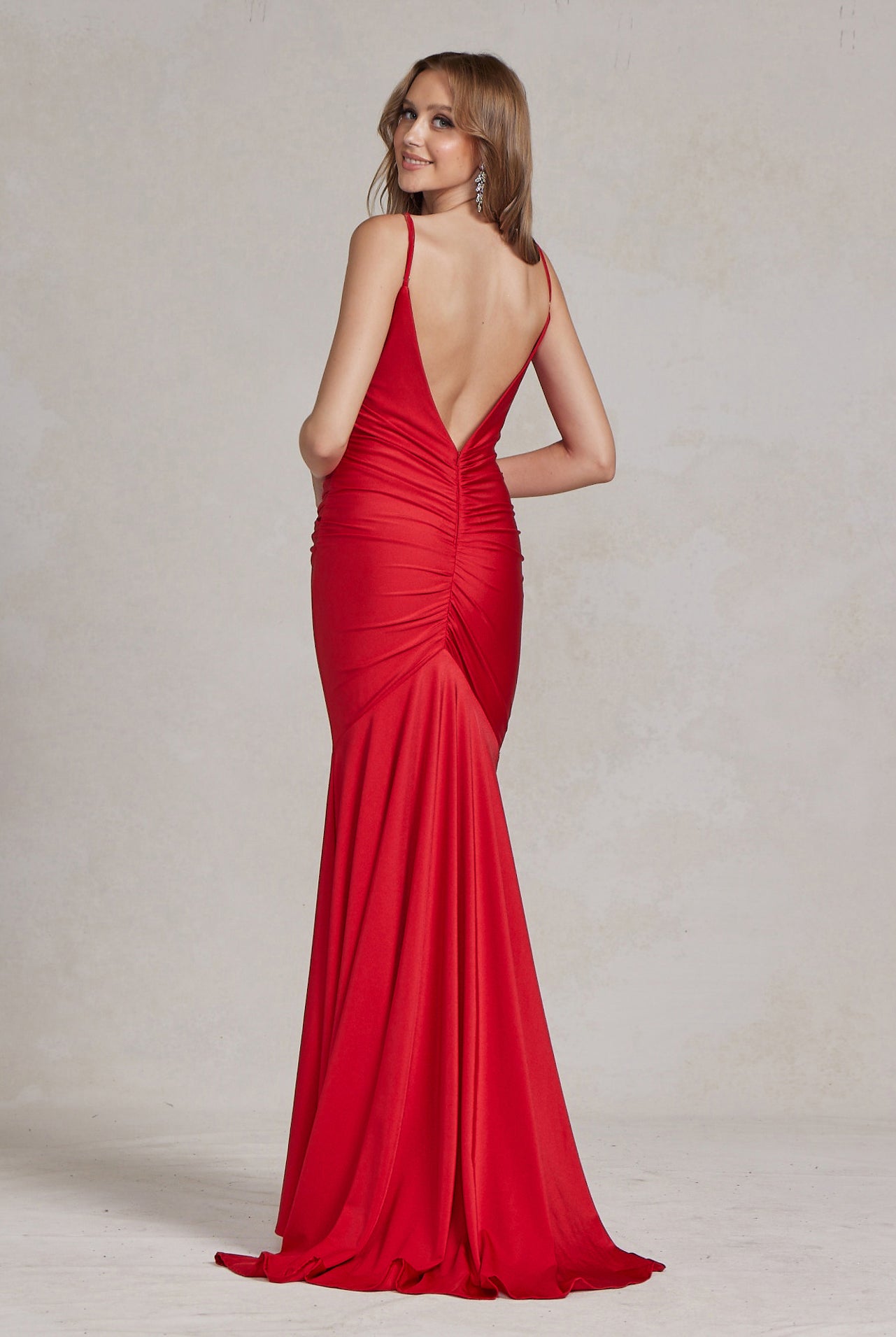 Cowl Neck Low Back Mermaid Open V-Back Long Evening Dress NXK490-Evening Dress-smcfashion.com