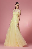 Floral Design Spaghetti Straps Long Bridesmaid & Prom Dress NXC415-Bridesmaid Dress-smcfashion.com