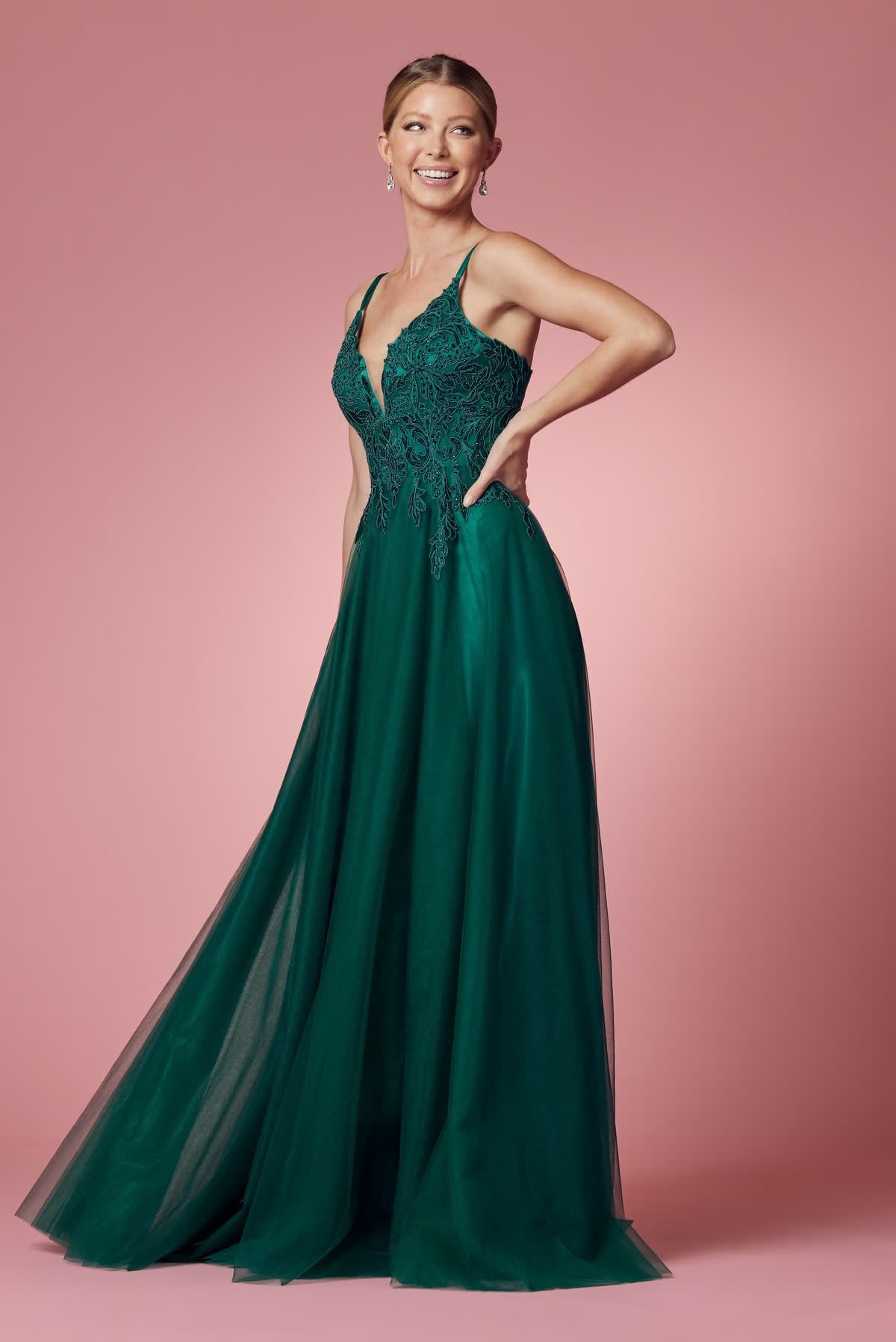 Embroidered Bodice Long Prom & Bridesmaid Dress NXR357-Bridesmaid Dress-smcfashion.com