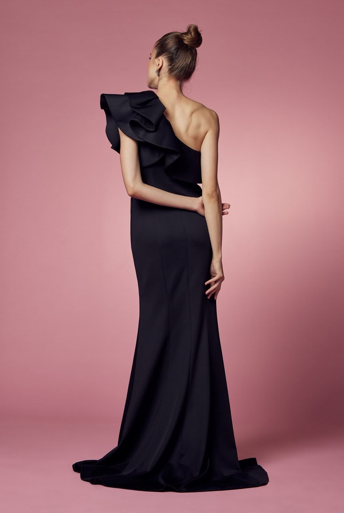 One Shoulder Ruffle Overlay Trumpet Long Prom Dress NXE467-Prom Dress-smcfashion.com