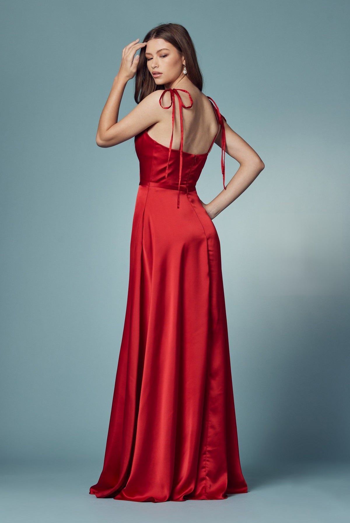 Double Breasted Spaghetti Straps High Slit Long Bridesmaid Dress NXR1029-Bridesmaid Dress-smcfashion.com