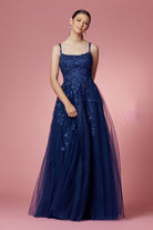 Floral Design Spaghetti Straps Long Bridesmaid & Prom Dress NXC415-Bridesmaid Dress-smcfashion.com