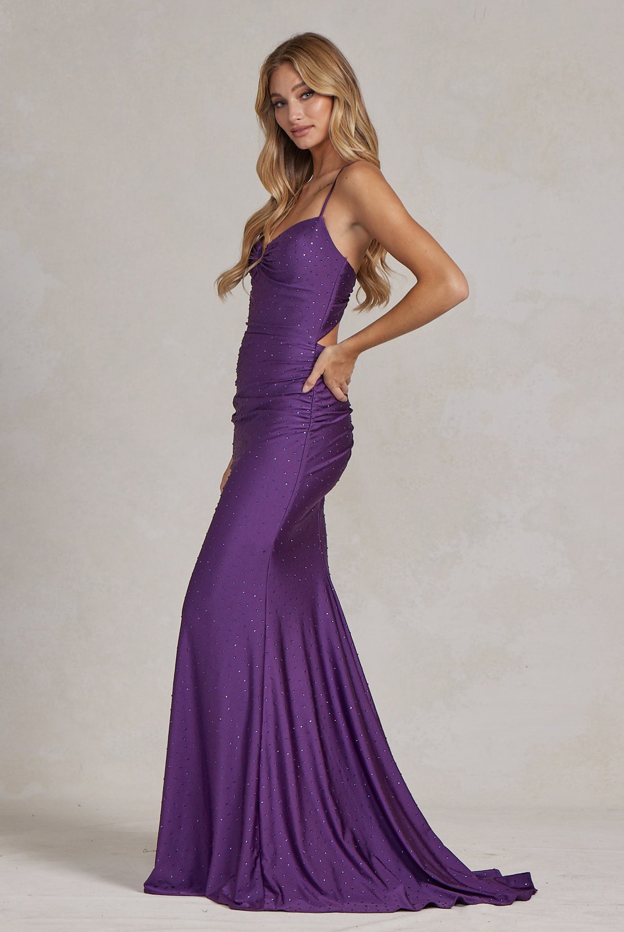 Embellished Jewel Illusion V-Neck Open Criss Cross Back Long Evening Dress NXK1123-Evening Dress-smcfashion.com