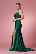 Embellished Jewel Side Slit Long Bridesmaid & Prom Dress NXE1038-Prom Dress-smcfashion.com