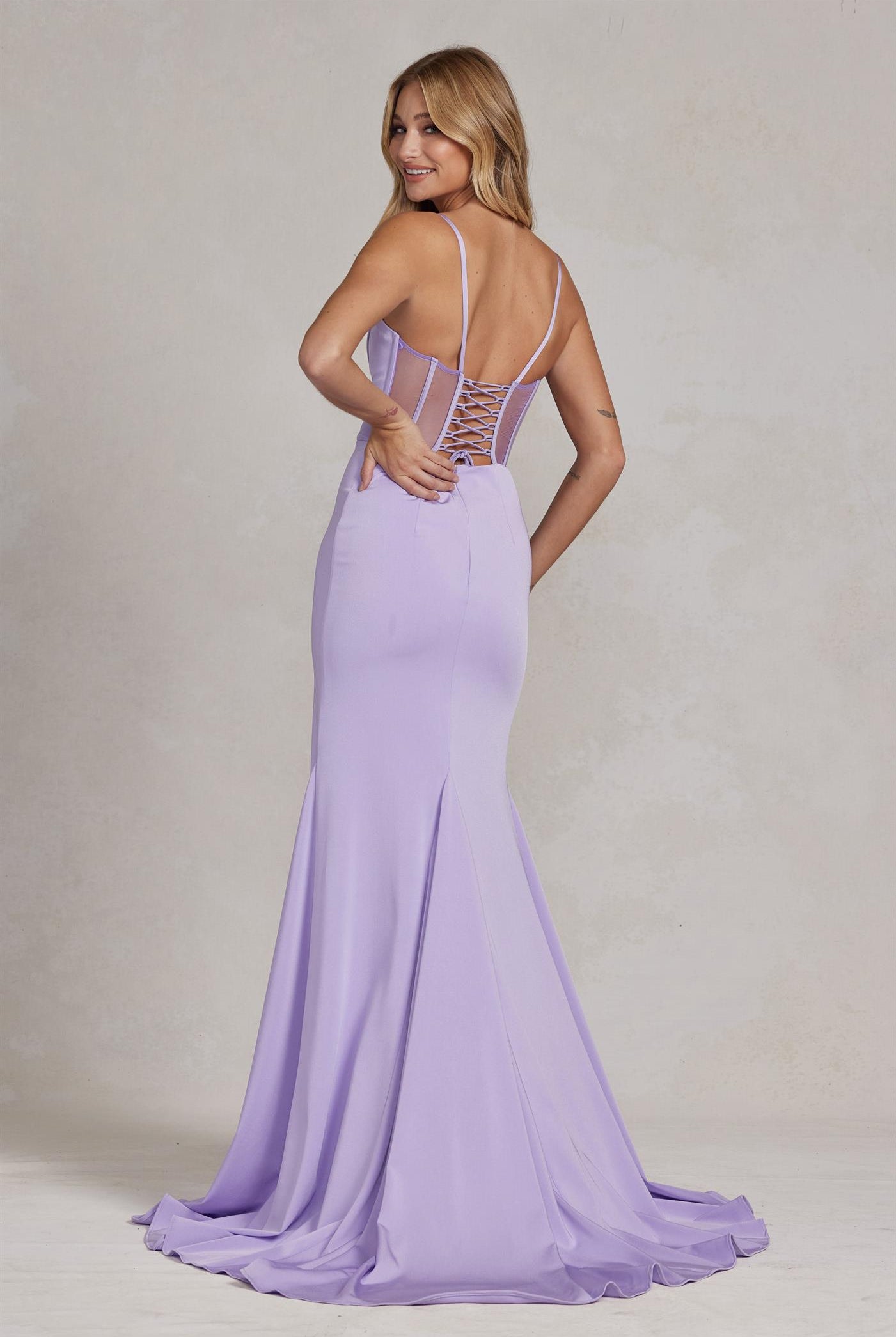 Side Slit Satin Sheer Back Sleeveless Spaghetti Straps Long Evening Dress NXP1168-Evening Dress-smcfashion.com