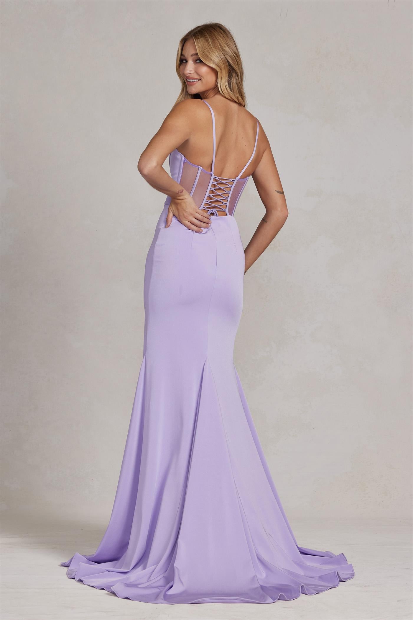 Side Slit Satin Sheer Back Sleeveless Spaghetti Straps Long Evening Dress NXP1168-Evening Dress-smcfashion.com
