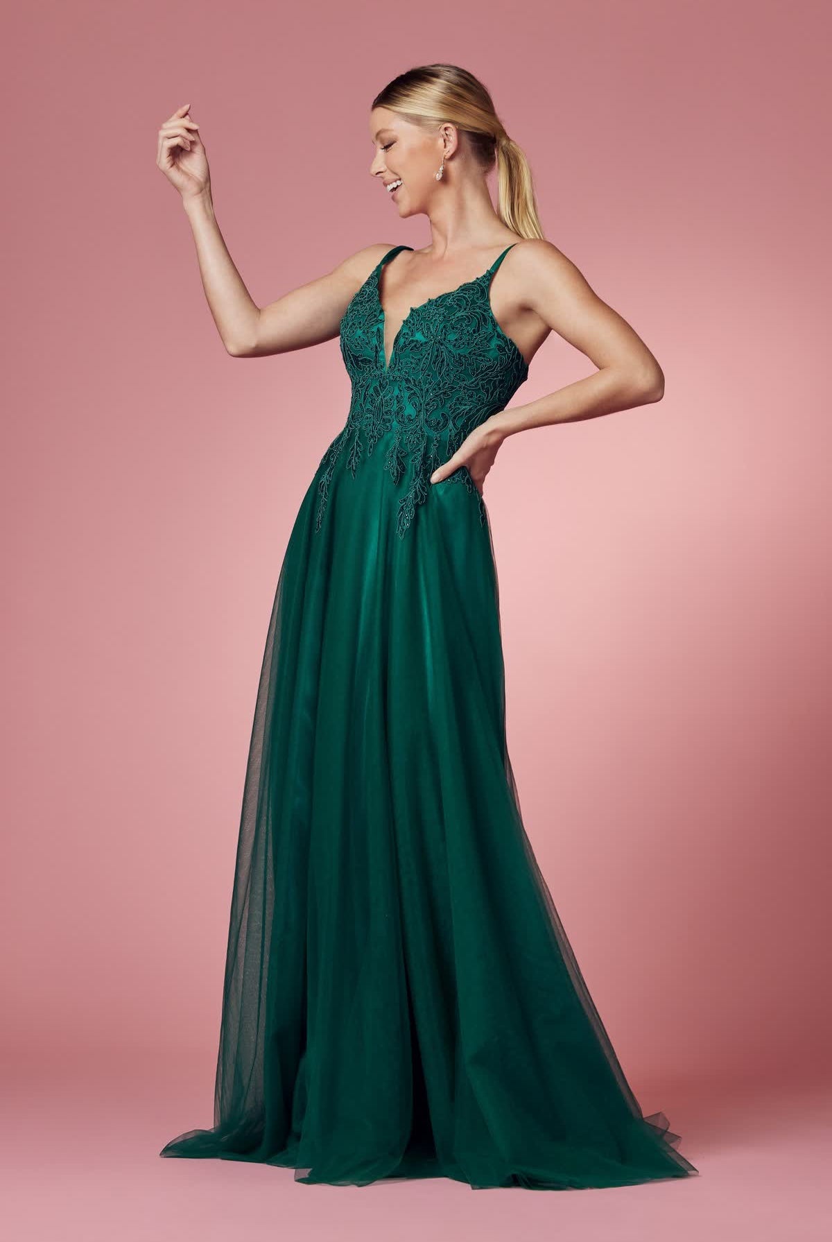 Embroidered Bodice Long Prom & Bridesmaid Dress NXR357-Bridesmaid Dress-smcfashion.com