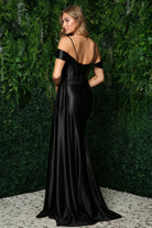 Off Shoulder Satin Open Back Long Evening Dress NXE1043-Evening Dress-smcfashion.com