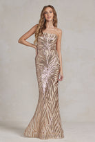 Mermaid Embroidered Sequins One Shoulder Long Evening Dress NXR1204-Evening Dress-smcfashion.com