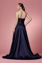 Strapless Satin High Slit Long Prom Dress NXR1036-Prom Dress-smcfashion.com
